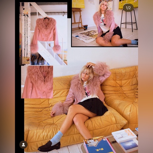 FREE PEOPLE NWT CHAROLETTE SIMONE CROPPED PENNY FAUX LEATHER JACKET 🦋 - Picture 3 of 16